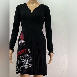 Desigual long sleeved black dress size M